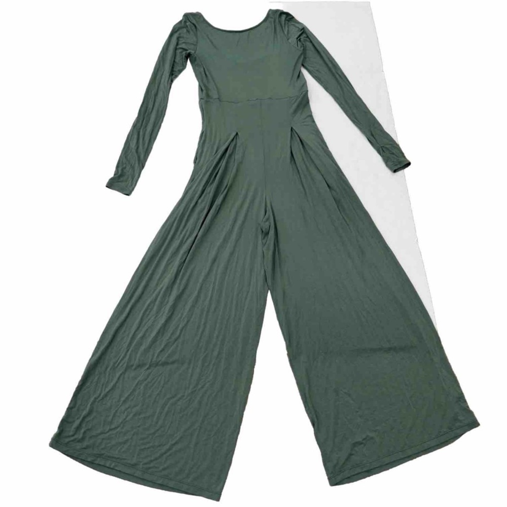 Blogilates Sz L Hedge Green Sweetheart Jumpsuit Wide Leg pants Active Pilates